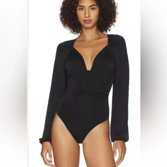 Intimately by Free People Tops - Intimately Free People In Your Arms Black Long Sleeve Thong Bodysuit XS